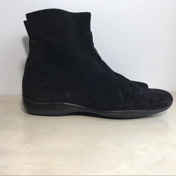 Suede Black Prada Ankle Boots - Picture 1 of 6
